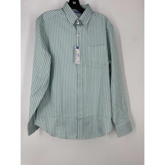 Southern Tide Trim Size Medium Green White Stripe Button Down Long Sleeve Shirt - Picture 1 of 8